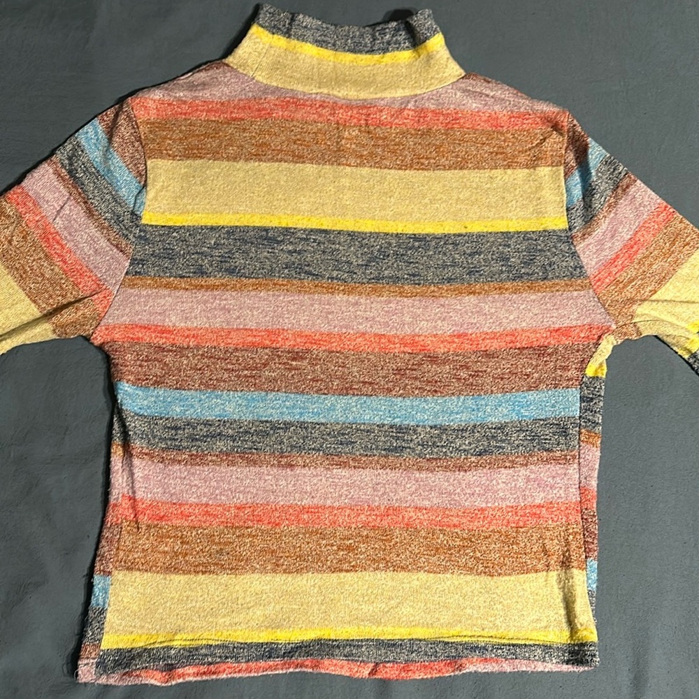 Medium colorful striped cozy shirt.